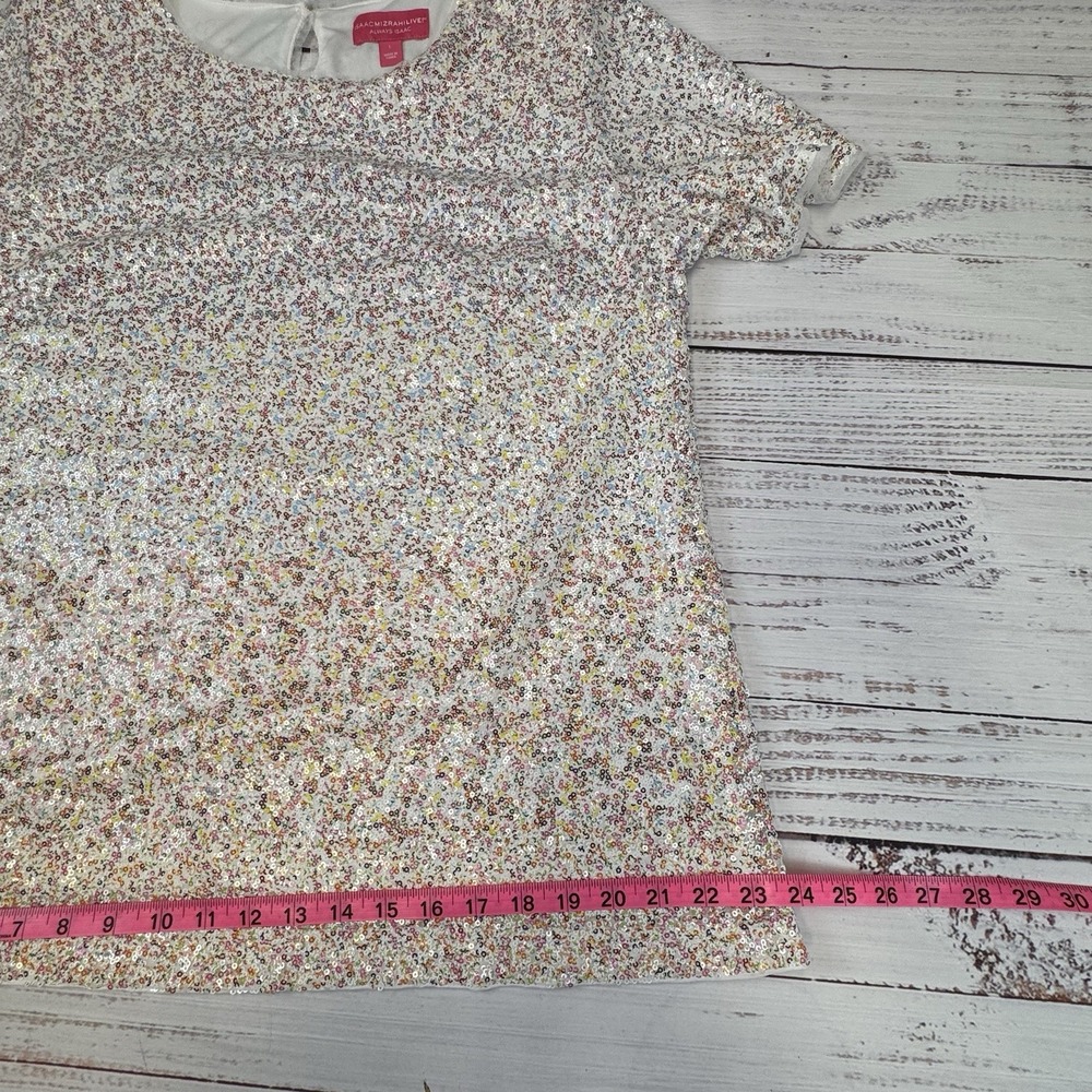 Isaac Mizrahi Live Women Always Isaac Sequin T-Shirt-Multi Color Sequence Large - Picture 4 of 11